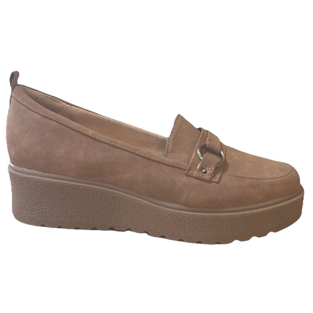 SOUL Naturalizer Joyla Loafer Wedge Slip On Shoe Womens 11MBrown Faux Suede NWOT